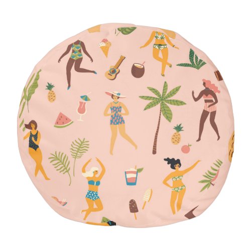 Swimsuit Ladies Tropical Vintage Dance Pouf