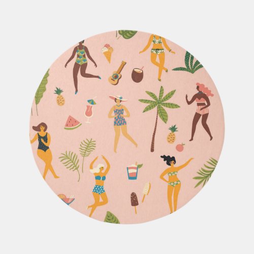 Swimsuit Ladies Tropical Vintage Dance Rug