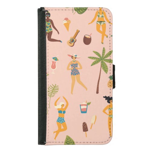 Swimsuit Ladies Tropical Vintage Dance Samsung Galaxy S5 Wallet Case