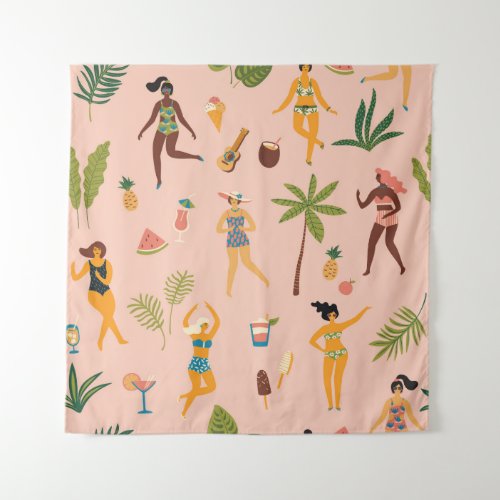 Swimsuit Ladies Tropical Vintage Dance Tapestry