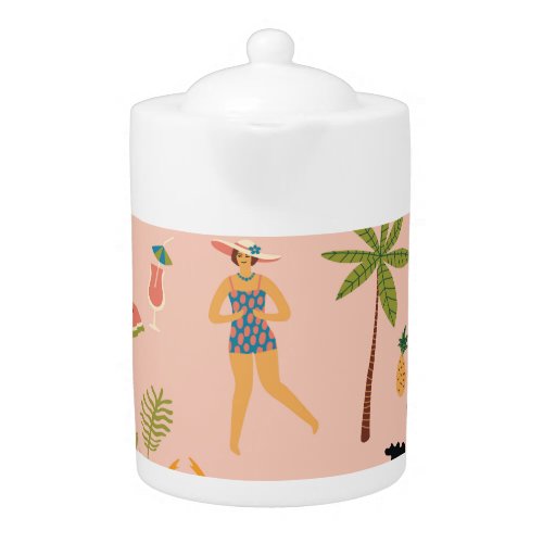 Swimsuit Ladies Tropical Vintage Dance Teapot