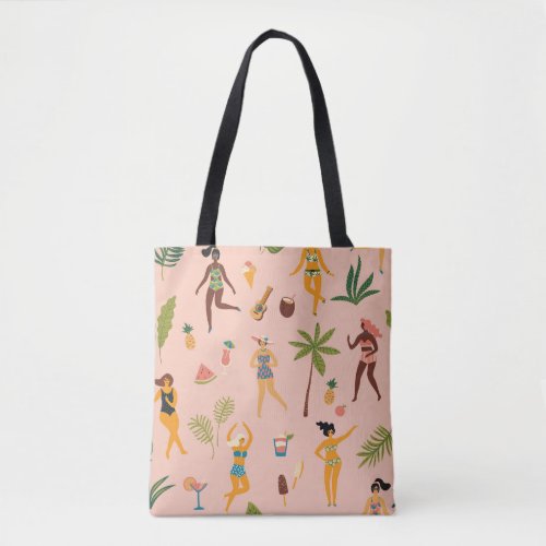 Swimsuit Ladies Tropical Vintage Dance Tote Bag