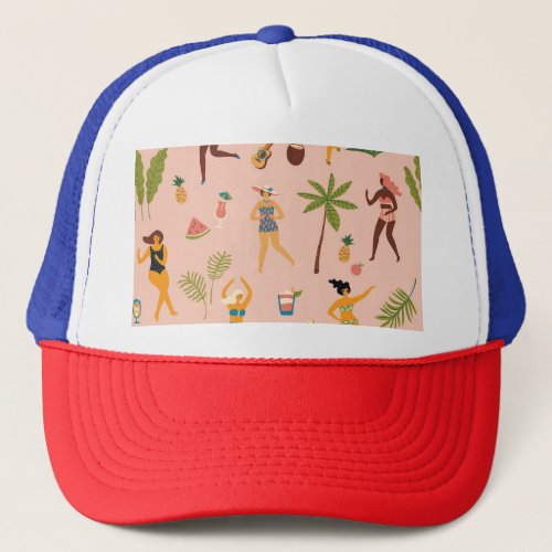 Swimsuit Ladies Tropical Vintage Dance Trucker Hat