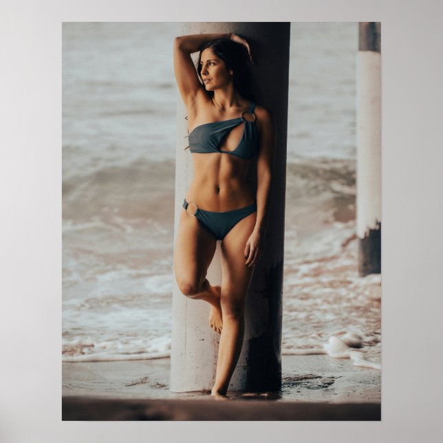 Swimsuit Model At The Beach Poster (Front)