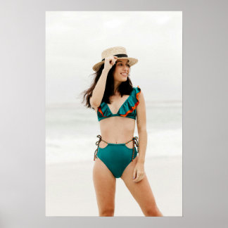 Swimsuit Model In Teal Bikini Poster