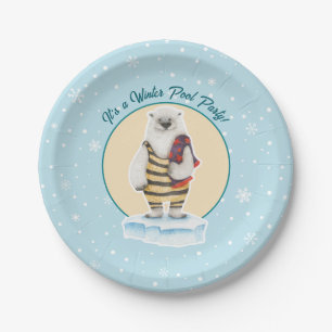 Swimsuit Polar Bear Winter Pool Party Paper Plates