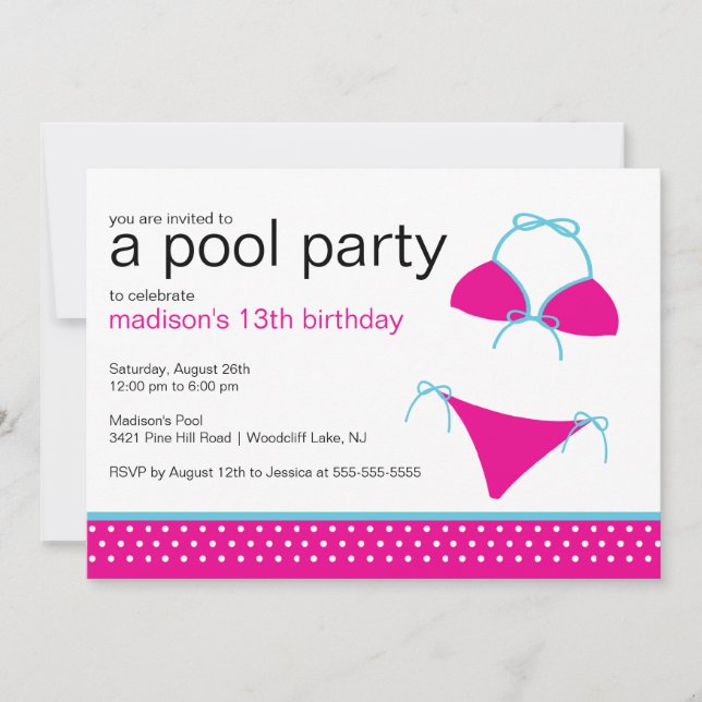 Swimsuit Pool Party Birthday Invitation (Front)