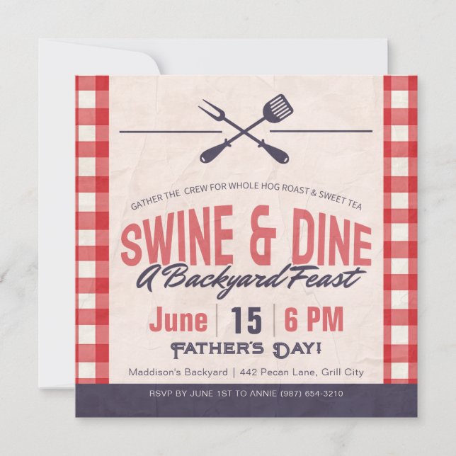 Swine and Dine Father's Day Backyard Feast Invitation (Front)