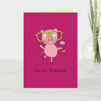 Swine Glasses - Pig & Wine Glasses Greeting Card