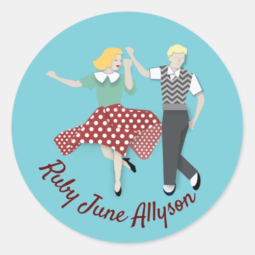 Swing Dance Couple Classic Round Sticker