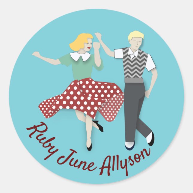 Swing Dance Couple Classic Round Sticker (Front)
