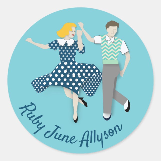 Swing Dance Couple Classic Round Sticker (Front)