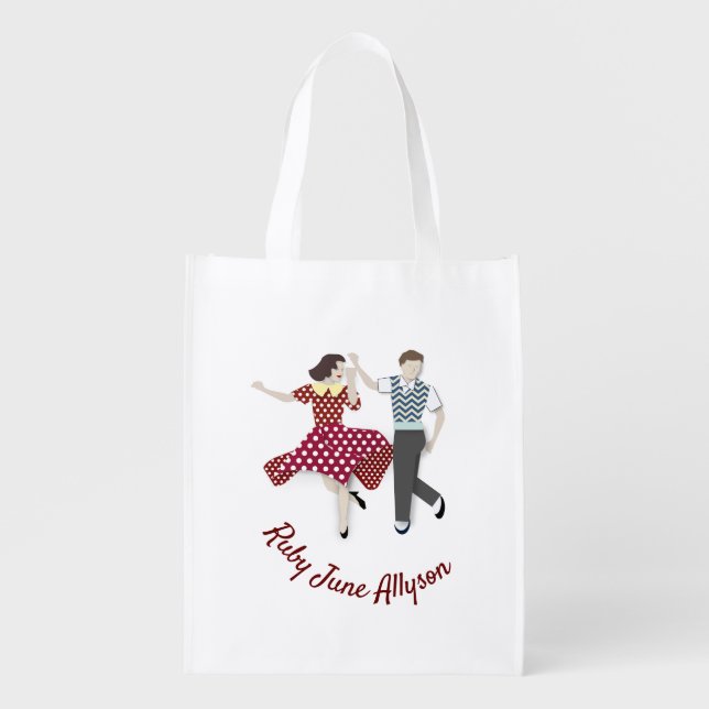Swing Dance Couple Grocery Bag (Front)