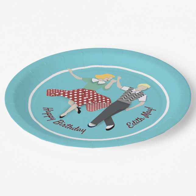 Swing Dance Couple Paper Plates (Angled)