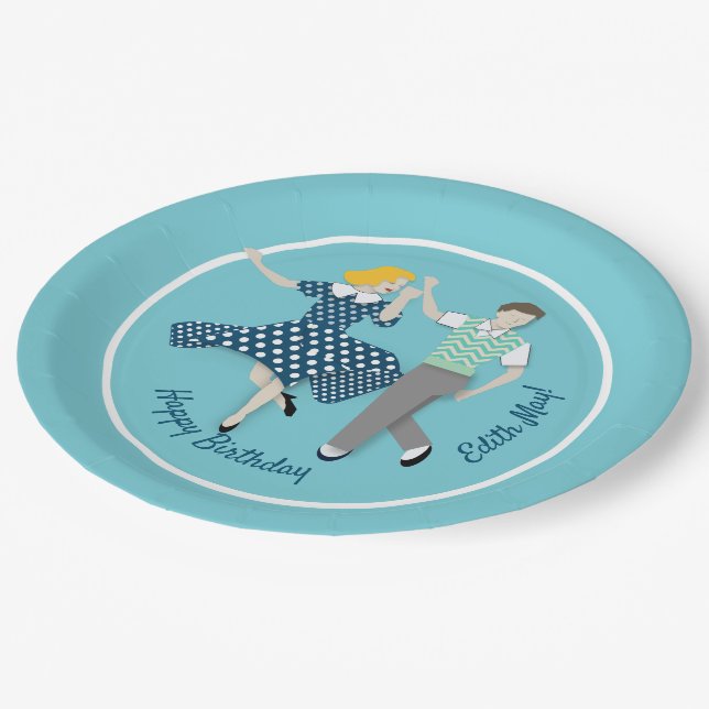 Swing Dance Couple Paper Plates (Angled)