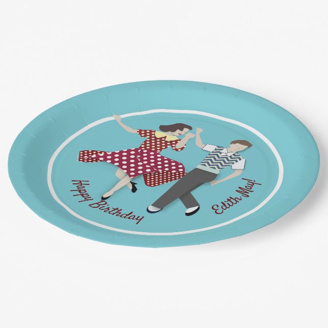 Swing Dance Couple Paper Plates (Angled)