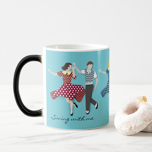 Swing Dance Couples Color Morph Mug (With Donut)