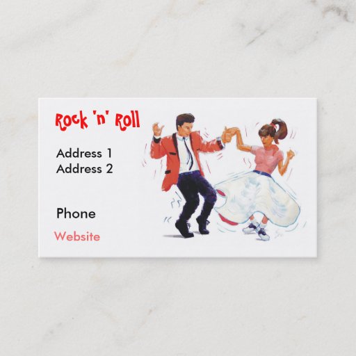 Customizable swing dancer with poodle skirt and saddle shoes po business card template