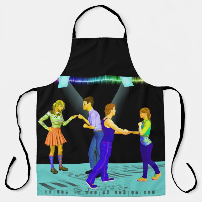 Swing Dancers On Musical Note Floor (L) Apron (Front)