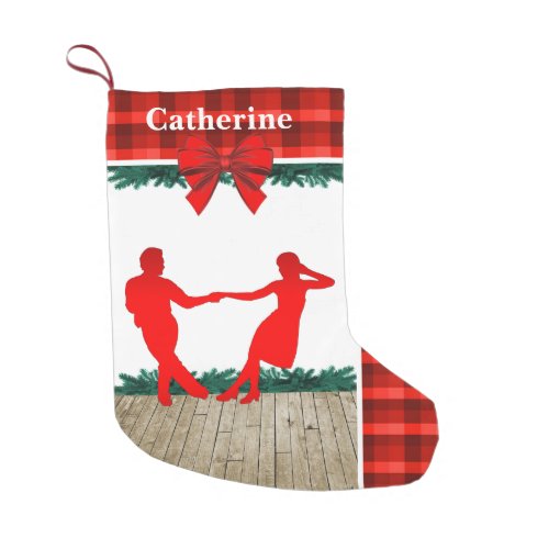 Swing  Dancers  With Red Plaid Small Christmas Stocking