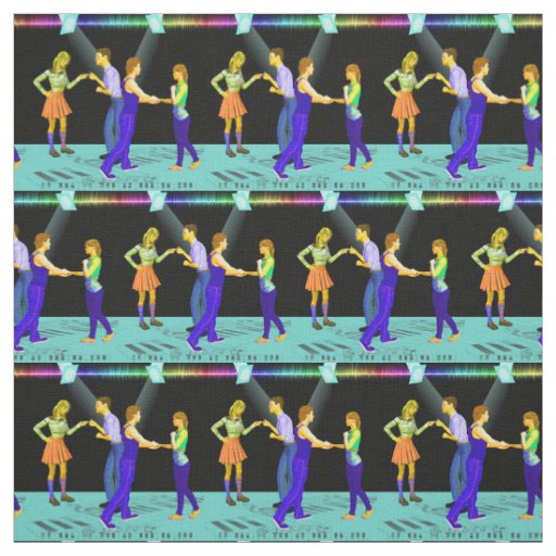Swing Dancing Couples With Spotlights 3" Sq. Fabric