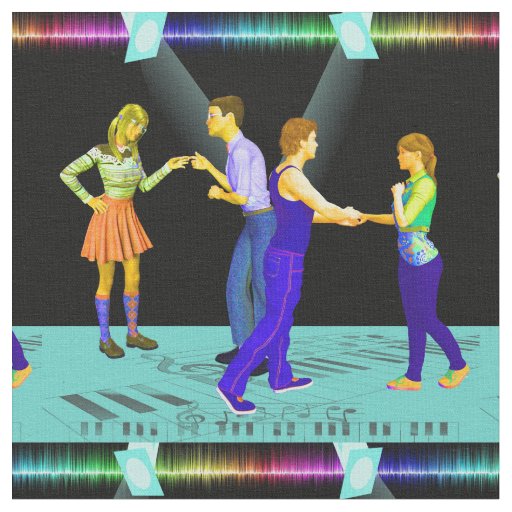 Swing Dancing Couples With Spotlights 4.5" Sq. Fabric