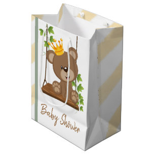 Swing Flora Prince Bear Boy Baby Shower Medium Gift Bag