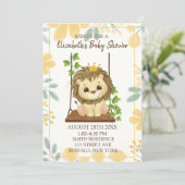 Swing Flora Prince Lion Boy Baby Shower Invitation (Standing Front)
