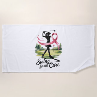 Swing for the Cure Golf Breast Cancer Beach Towel