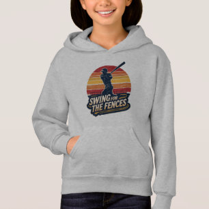 Swing for the Fences Retro Baseball Player Design Hoodie