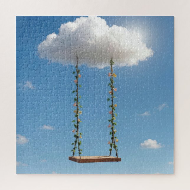 Swing Hanging From a Cumulus Cloud Jigsaw Puzzle (Vertical)