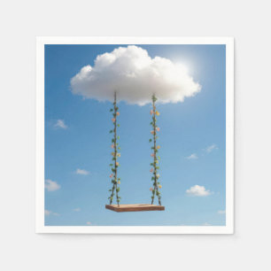 Swing Hanging From a Cumulus Cloud Napkins