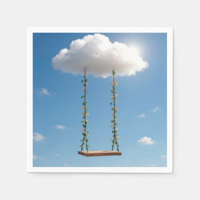 Swing Hanging From a Cumulus Cloud Napkins (Front)