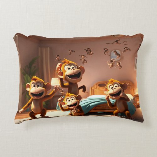 Swing Into Adventure Family of Monkeys Jungle Accent Pillow