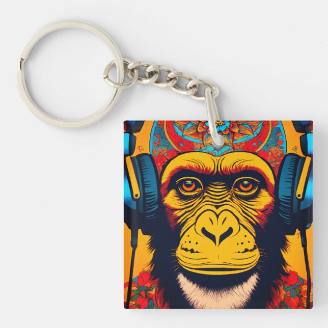 Swing into Style: Monkey Design Keychain (Front)