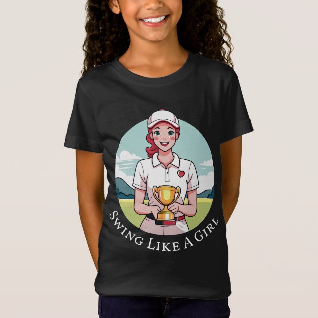 Swing Like a Girl Fine Jersey Golf T-Shirt (Front)