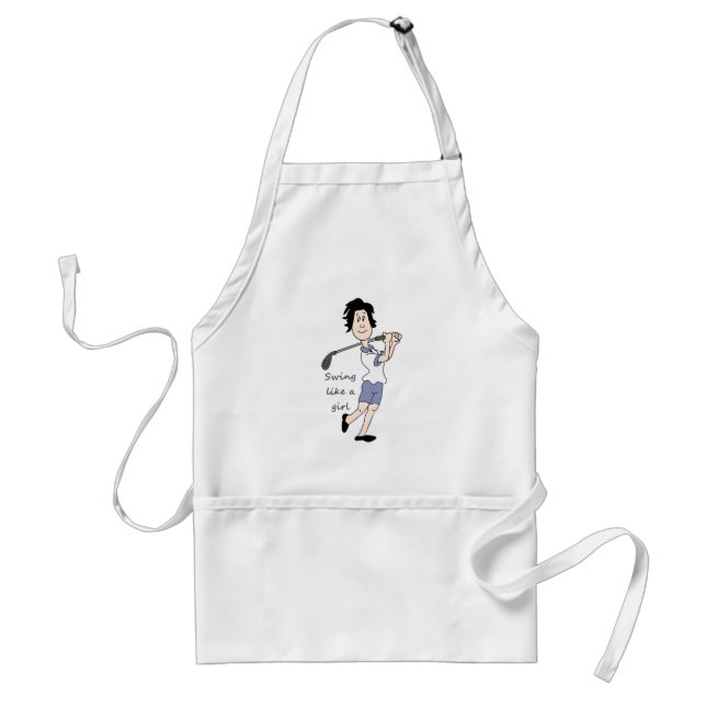 Swing like a Girl Fun Golf Quote & Cartoon Adult Apron (Front)