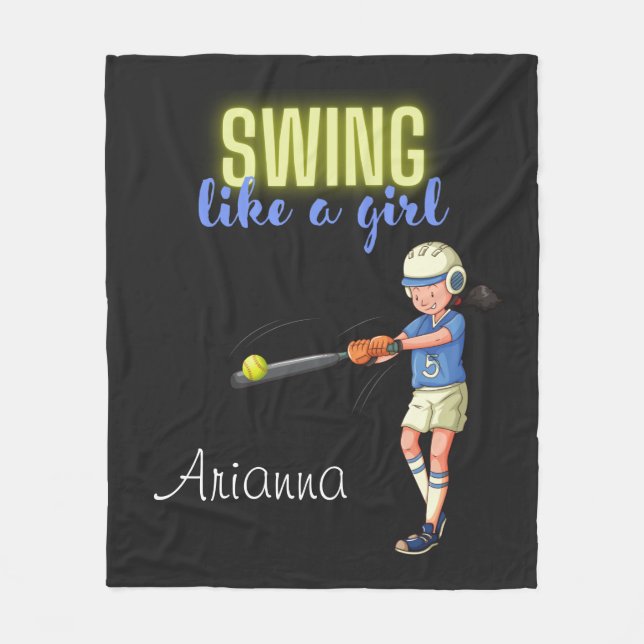 Swing Like A Girl Softball     Fleece Blanket (Front)