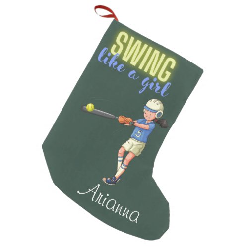 Swing Like A Girl Softball   Small Christmas Stocking