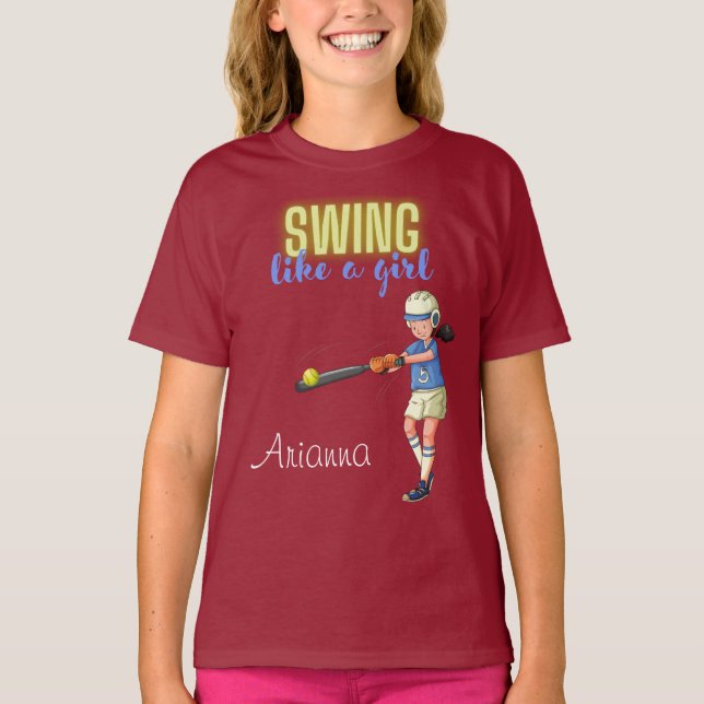 Swing Like A Girl Softball  T-Shirt (Front)