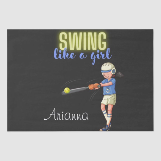 Swing Like A Girl Softball  Tissue Paper (Front)