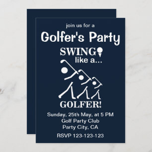 Swing Like A Golfer Golf Party Invitation