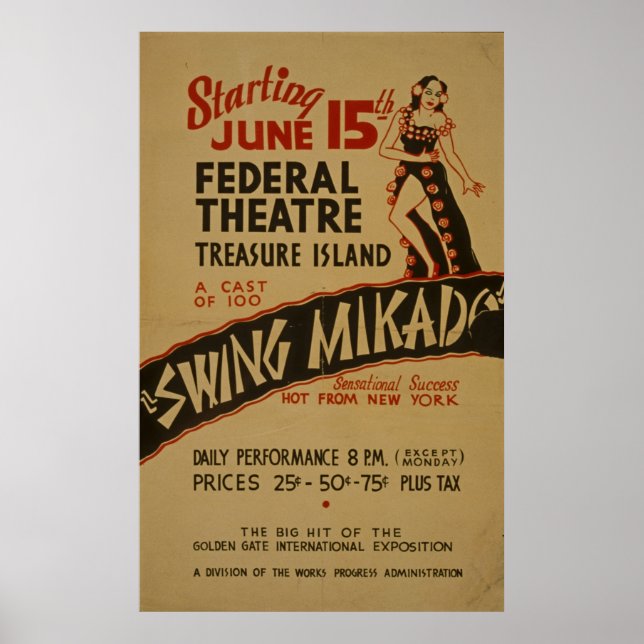 Swing Mikado Vintage Theatre WPA Poster (Front)