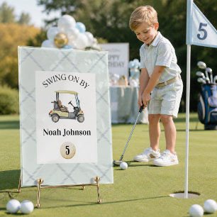 Swing on by Boy's 5th Birthday Par-tee Golf Acrylic Sign