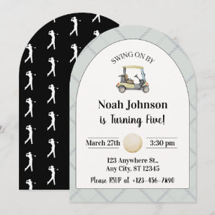 Swing on by Boy's 5th Birthday Par-tee Golf Invitation