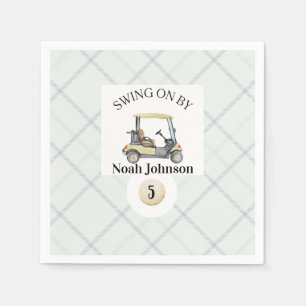 Swing on by Boy's 5th Birthday Par-tee Golf Napkins