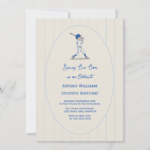 Swing on Over 7th Birthday Baseball Party Invitation