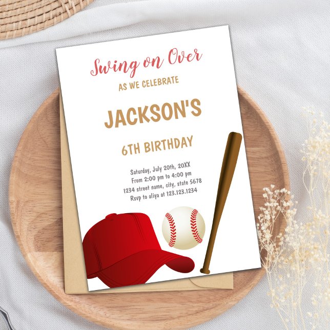Swing On Over Baseball Birthday Invitation (Swing on Over Baseballs Birthday Invitations)