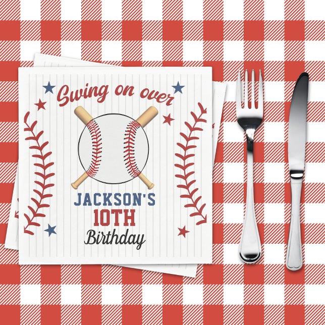 "Swing On Over – Baseball Birthday Party  Napkins (Creator Uploaded)