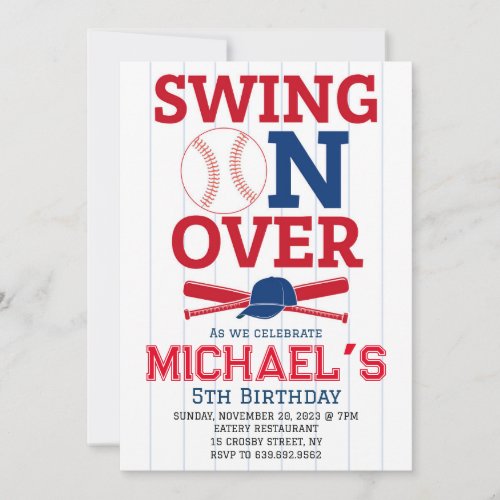 Swing On Over Softball Birthday Invitation